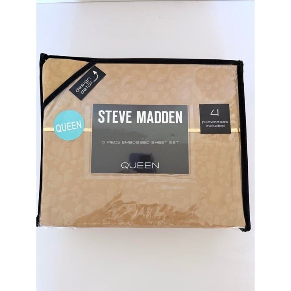 Steve Madden Queen Leopard Print 6 Piece Embossed Sheet Set